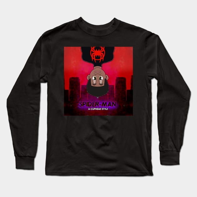 miles morales drawing in Cuphead style Long Sleeve T-Shirt by Style cuphead 